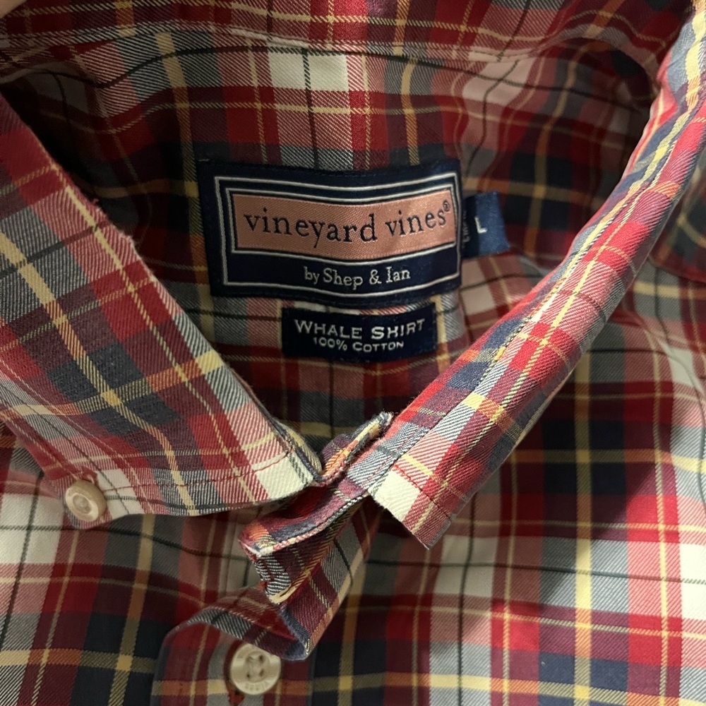 Vineyard Vines Red and Blue Plaid Button Down Shirt - Picture 3 of 6